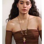 Resin Pendant Necklace Supplier - JINYOU 2776 New Arrivals Purple Ivory