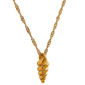 Conch Pendant Necklace Manufacturer - JINYOU 1493 Statement Stainless Steel Gold