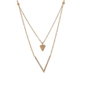 Double Layers Zircon Necklace Supplier - JINYOU 5201 New Arrival PVD Stainless