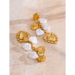 Gold PVD Earrings Manufacturer - JINYOU 3194 Stainless Steel Artificial Pearls