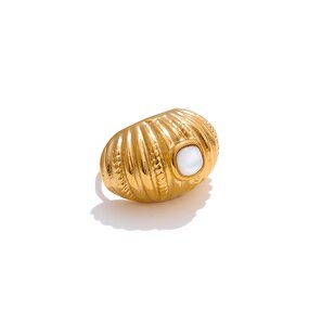 Natural Shell Ring Supplier - JINYOU 2495 Stylish Unique Geometric Wide