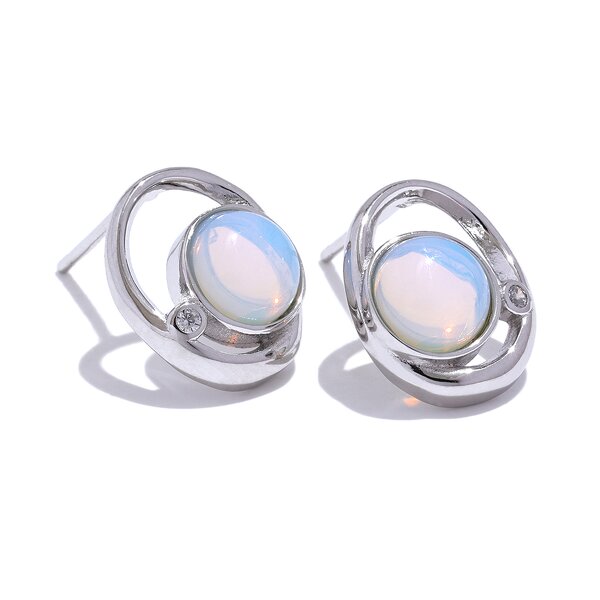 Natural Stone Stud Earrings Manufacturer - JINYOU 097 Fashion CZ Geometric S925