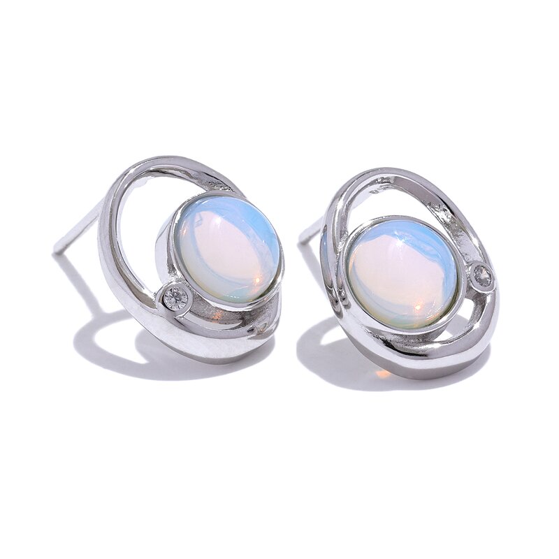 Natural Stone Stud Earrings Manufacturer - JINYOU 097 Fashion CZ Geometric S925