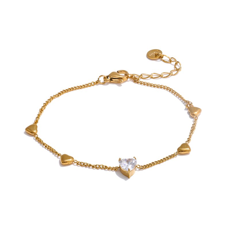 Zircon Heart Anklet Manufacturer - JINYOU 4832 New Arrival Barefoot Stainless