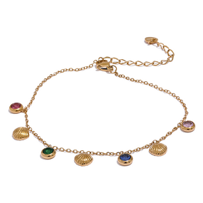 Shell Anklet Manufacturer - JINYOU 2152 Colorful Shiny Cubic Zirconia