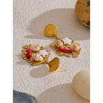 Natural Shell Pendant Earrings Supplier - JINYOU 5131 New Arrival Waterproof PVD