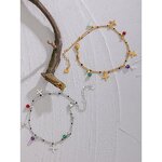 Stone Bead Anklet Supplier - JINYOU 1040 Colorful Natural Flower Chain