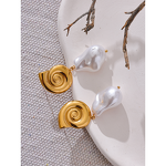 Simulated Pearls Earrings Manufacturer - JINYOU 2599 Stainless Steel Shell Baroque