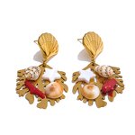 Natural Shell Pendant Earrings Supplier - JINYOU 5131 New Arrival Waterproof PVD