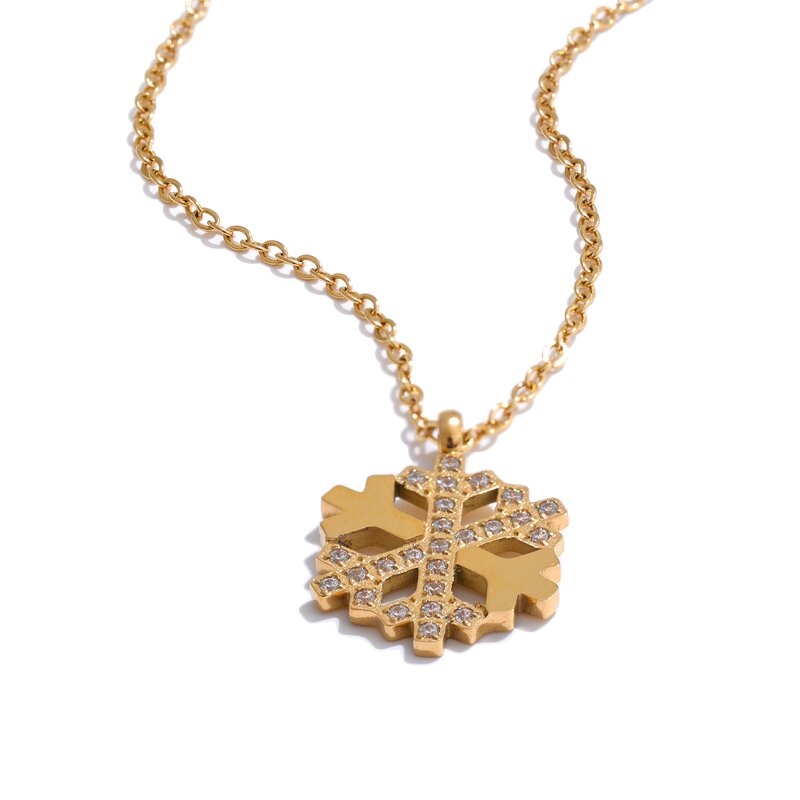 Zircon Snowflake Necklace Manufacturer - JINYOU 5204 New Arrival 18K Gold Plated