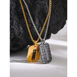 Square Pendant Necklace Manufacturer - JINYOU 5018 Gold Black Stainless Steel
