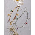 Stone Bead Anklet Supplier - JINYOU 1040 Colorful Natural Flower Chain