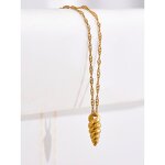 Conch Pendant Necklace Manufacturer - JINYOU 1493 Statement Stainless Steel Gold