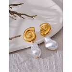 Simulated Pearls Earrings Manufacturer - JINYOU 2599 Stainless Steel Shell Baroque