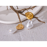 Simulated Pearls Earrings Manufacturer - JINYOU 2599 Stainless Steel Shell Baroque