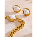 Simulated Pearls Necklace Supplier - JINYOU 4818 Fashion Baroque Golden Cuban