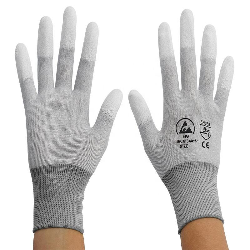 ESD Gloves Supplier - High Quality Top Fit Pu Finger Dipped