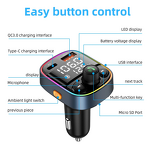 FM Transmitter Supplier - LED Backlit Wireless 5.0 MP3 Dual USB