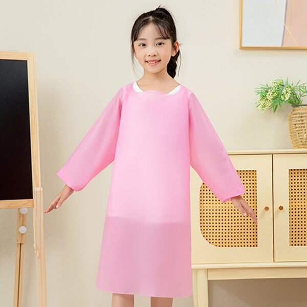 Children's Apron Supplier - CPE Printing Custom Logo Long Sleeves