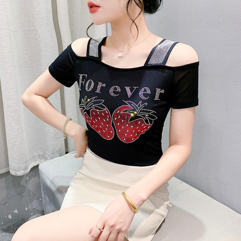 Off Shoulder T-shirt Factory - OEM Custom Fruit Pattern & Ice Silk
