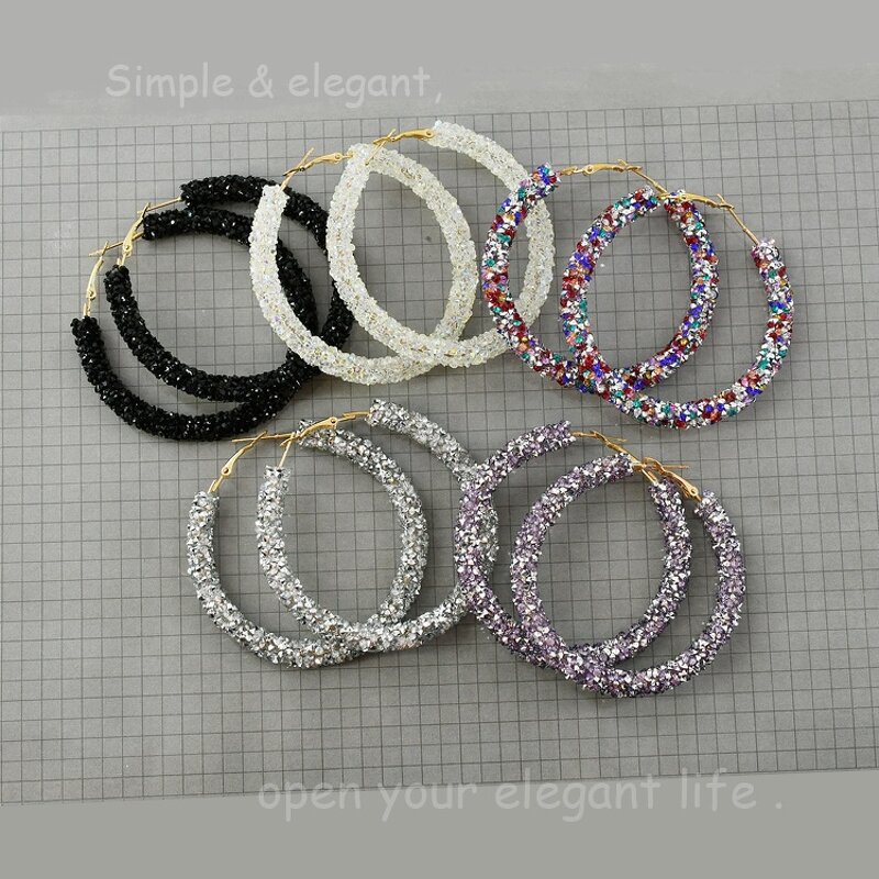 Hoop Earrings Factory - Bulk Custom Rhinestone & 6.5cm Circle