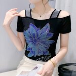 Ice Silk T-shirt Factory - OEM Custom Rhinestone & Mesh Sleeve