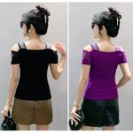 Off Shoulder T-shirt Manufacturer - Custom Rhinestone & Breathable Fabric