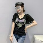 Off Shoulder T-shirt Manufacturer - Bulk Custom Heart Design & Mesh