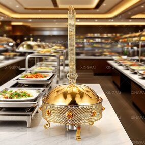 Luxury Chafing Dish Factory - OEM 8L Gold Hanging Lid Buffet Equipment Set
