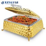 Luxury Chafing Dish Factory - OEM 9L Hammered Golden Stainless Steel
