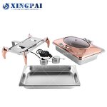 Rose Gold Chafing Dish Supplier - OEM Rectangle Stainless Steel Buffet Set
