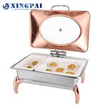 Rose Gold Chafing Dish Supplier - OEM Rectangle Stainless Steel Buffet Set