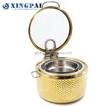 Gold Soup Chafing Dish Supplier - OEM Hammered Stainless Steel Buffet Set