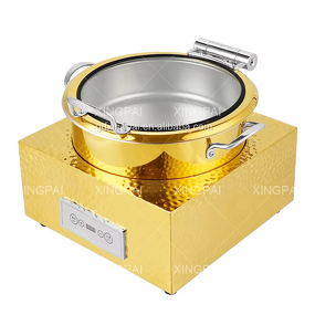 Dubai Chafing Dish Supplier - OEM Gold Hammered Stainless Steel Buffet Set