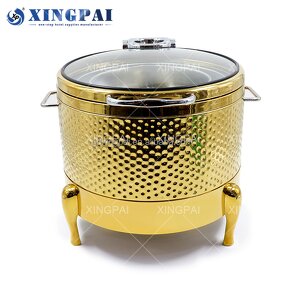 Gold Soup Chafing Dish Supplier - OEM Hammered Stainless Steel Buffet Set