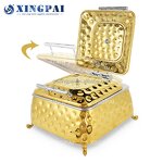 Square Chafing Dish Supplier - OEM Hammered Buffet Set for Hotel