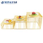 3 Tier Dessert Stand Manufacturer - OEM Royal Gold Hammered Wedding Display