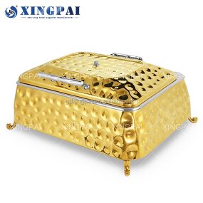Luxury Chafing Dish Factory - OEM 9L Hammered Golden Stainless Steel