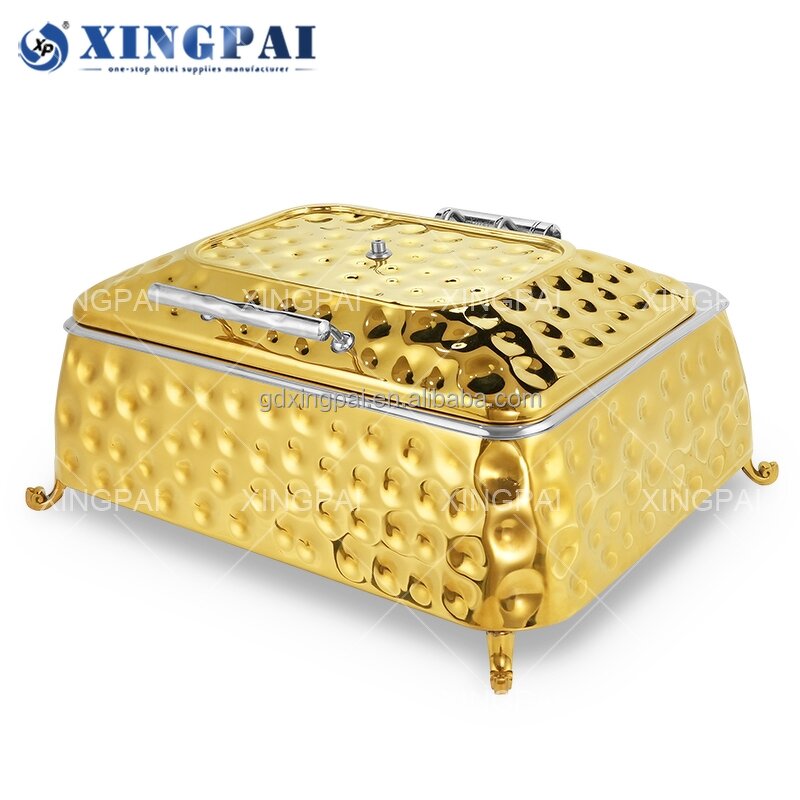 Luxury Chafing Dish Factory - OEM 9L Hammered Golden Stainless Steel