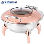 Rose Gold Chafing Dish Factory - OEM Round Fuel Food Warmer Buffet Set