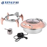 Rose Gold Chafing Dish Factory - OEM Round Fuel Food Warmer Buffet Set