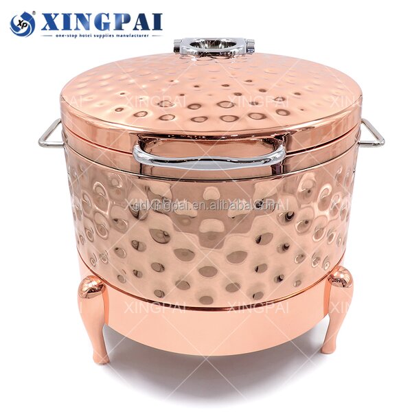 Gold Soup Station Factory - OEM 11L Hammered Stainless Steel with Lid