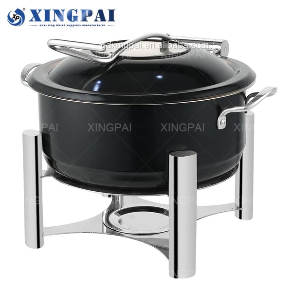 Black Chafing Dish Factory - OEM Round Stainless Steel Buffet Set