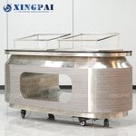 Dubai Buffet Table Manufacturer - OEM Movable Marble Top Stainless Steel