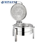 Round Chafing Dish Manufacturer - OEM 6L Hammered Stainless Steel Buffet Set