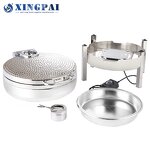 Round Chafing Dish Manufacturer - OEM 6L Hammered Stainless Steel Buffet Set