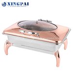 Rose Gold Chafing Dish Supplier - OEM Rectangle Stainless Steel Buffet Set