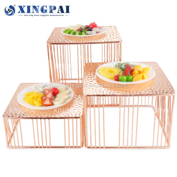 Rose Gold Dessert Stand Factory - OEM Hammered Food Buffet Display Stand