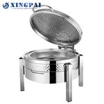 Chafing Dish Factory - OEM 6L Round Hammered Silver Food Warmer