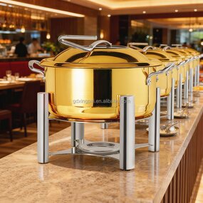 Luxury Chafing Dish Factory - OEM Gold Stainless Steel Base Buffet Set